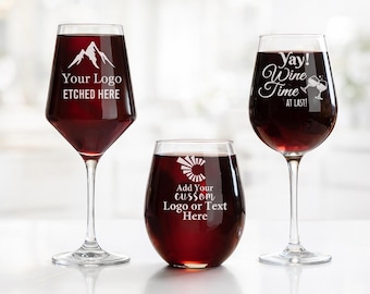 Custom Logo Wine Glasses: Engraved Corporate Gifts, Weddings, Parties