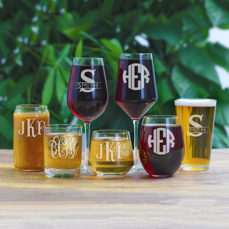 Custom Initial Glassware - Etsy