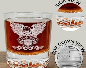 American Flag Whiskey Glass: Patriotic Etched Bourbon Glass