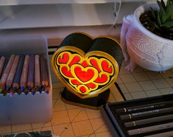 Legend of Zelda Heart Container Lamp Heart Shaped Night Light Cozy Nerdy Room Decor Ambient Lighting Perfect for Valentines Gift for Gamers