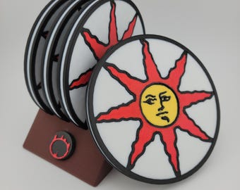 Sun Bro Drink Coaster Set with Stand | Dark Souls Inspired