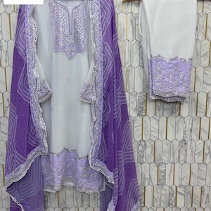Party Wear Georgette Indian Suit With Dupatta And Embroidery Sequence Work Palazzo Suit For Women, Indian Outfit, Ethnic Wear Readymade suit