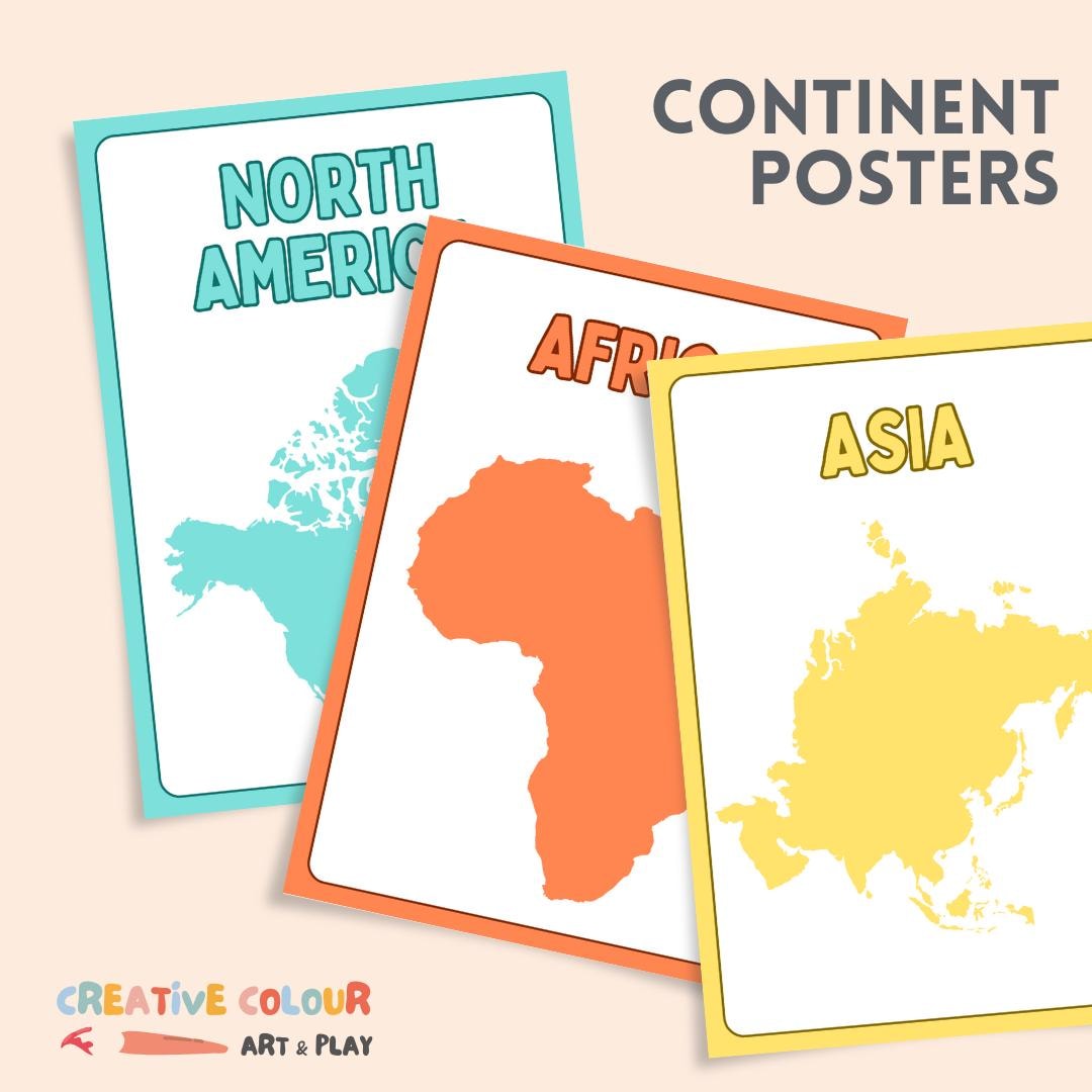 Continents Printable – Educational Playdough Mats & Posters for Kids ...