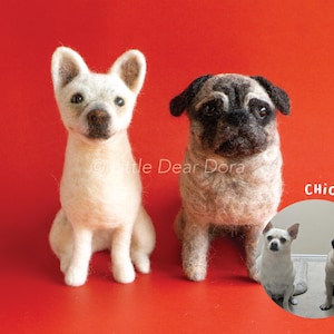 Custom Needle Felted Pet Sculpture: Dog & Cat Memorial Portrait