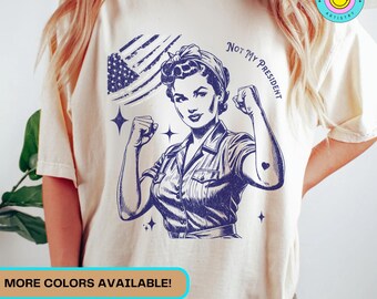 Anti-Trumpf-Shirt Vintage nicht mein Präsident Komfort-Farben-Shirt Feministisches Geschenk für demokrat-Shirt Linke Geschenke Kamala Harris Fake-Trumpf-Shirt
