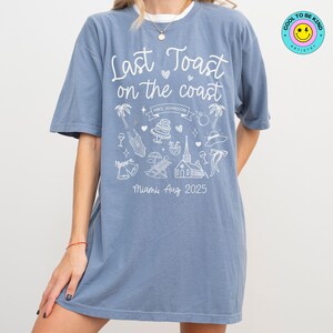 Beach Bachelorette Shirt, Last Toast on the Coast, Custom Bachelorette Party Shirts, Personalized Girls Trip Shirt Bridal Party Gifts Doodle