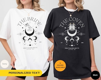 Witchy Bachelorette Shirts Gift for Bridal Party Tshirts Celestial Tee for Goth Bachelorette Party Spooky Bride Gothic Wedding Halloween Top