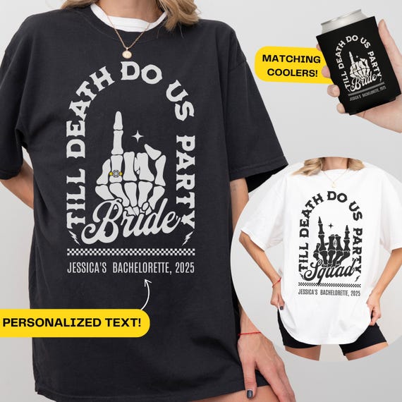 Bride Or Die Shirts 'Til Death Do Us Party Funny Halloween Bachelorette Party Shirts Spooky Bridesmaid Gifts Skeleton Bride T-Shirt Baby Tee