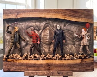 Slasher Horror Resin Serving Board, Horror Charcuterie Board, Halloween Decor, Gothic Kitchen Decor, Horror Halloween Gifts