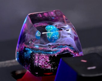 CLEARANCE - The Earth keycaps for mechanical keyboard, Galaxy artisan keycaps, Custom resin keycap, The Planet keycaps for cherry mx switch