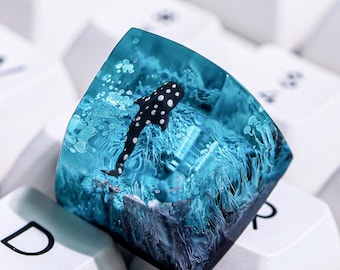 LIMITED SALE! Ocean Whale Shark Keycaps for custom keyboard Resin Artisan Keycap for Mechanical Keyboard cap Handmade custom keyboard Gifts