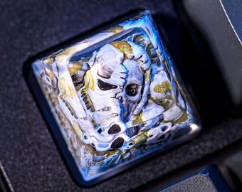 Capuchon de porte-clés tête de mort galactique, capuchons de touche guerrier du côté obscur, capuchon de touche tête de mort de guerre St.ar, capuchon de touche science-fiction personnalisé, cadeau pour amoureux de l'espace