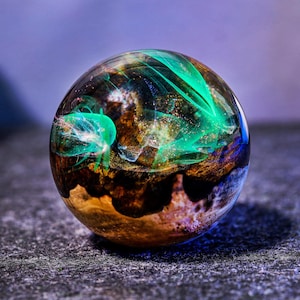 LIMITED SALE! Aurora Borealis Paperweight, Wood Resin Alaska Decor, Northern Lights Paperweight Decor, Custom paperweight