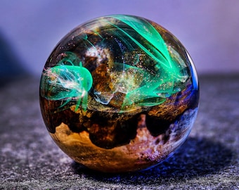 LIMITED SALE! Aurora Borealis Paperweight, Wood Resin Alaska Decor, Northern Lights Paperweight Decor, Custom paperweight