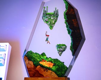 Floating Island Resin Zelda Lamp, Li.n.k Zelda Game Night Light, Gaming Decor, Birthday Gift for Boyfriend, Tears of the Kingdom Zelda Decor