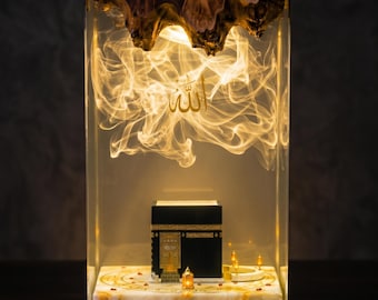 Islamic Kaaba Resin Lamp, Handmade Muslim Night Light,  Allah Epoxy Lamp, Ramadan Eid Gift, Mecca Islamic Home Decor,  Hajj Mubarak Gift