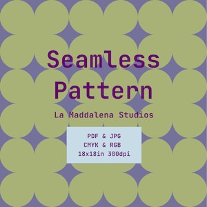 Purple Green Pastel Retro Circles Flowers Seamless Pattern for Fabric Printing, Digital Paper, Wallpaper digital file, Gift wrapping paper