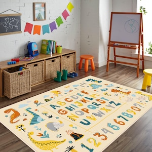 Alfombra con letras, alfombra con números para niños, alfombra educativa con figuras de dinosaurios, alfombras para habitaciones de niños, alfombra para habitación de niños con alfabeto, alfombra de juego con alfabeto, alfombra para guardería