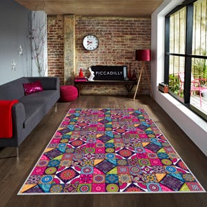 Alfombra étnica, alfombra con estampado geométrico, alfombra colorida con estampado de mandala, alfombra popular, alfombra de cocina, alfombra con estampado étnico, regalo