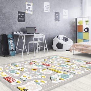 City Road Ultra Soft Kids Play Rug,Rug For Kids Room,Playground Rug, Nursery Rug,Road Kids Decor, Rainbow Kids Rug,Car Playmat for Kids Room