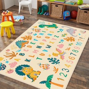 Alfombra con letras, alfombra con números para niños, alfombra educativa con figuras de dinosaurios, alfombras para habitaciones de niños, alfombra para habitación de niños con alfabeto, alfombra de juego con alfabeto, alfombra para guardería