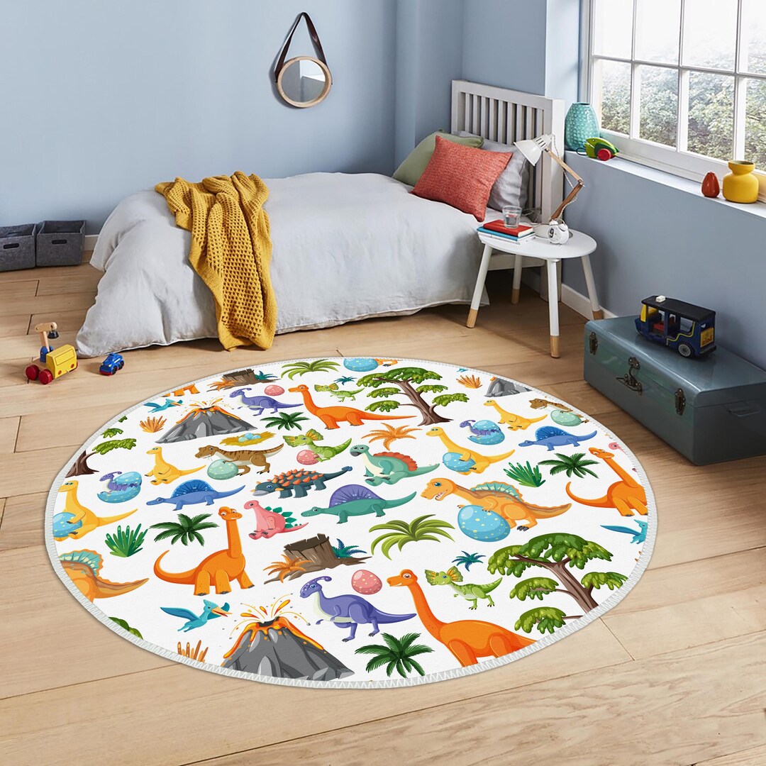 Dino Nursery Rug,jurassic Playmat for Kids Room,trex Toddler Carpet ...