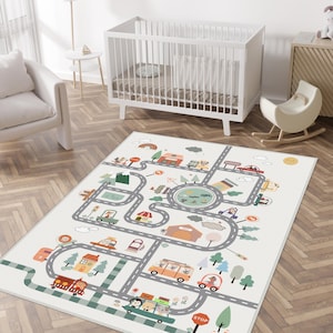 City Pattern Rug,Ultra Soft Kids Play Rug,Rug For Kids Room, Home Pattern Rug, Nursery Rug,Home Kids Decor, Winter Rug,Road Carpet, Gift