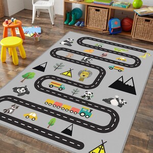 Road Pattern Kids Carpet, Road Play Carpet, Road Play Mat, Car Play Rugs, Baby Rug, Animals Rug, Kids Rug, Soft Play Rug, Car Kids Rug, Gift