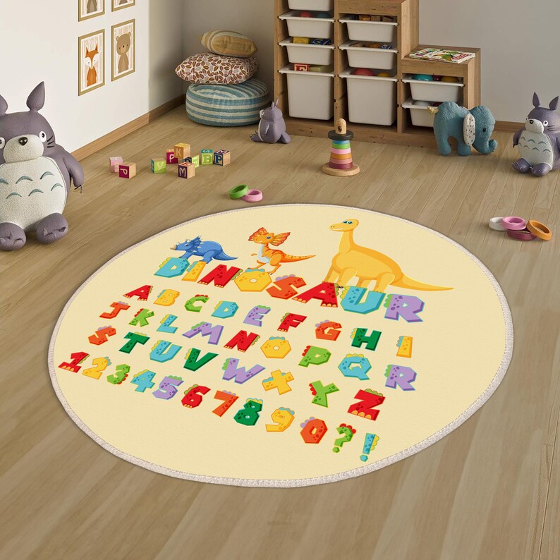 Letter Carpet, Number Kids Rug, Dinosaur Figure Educational Rug, Kids ...