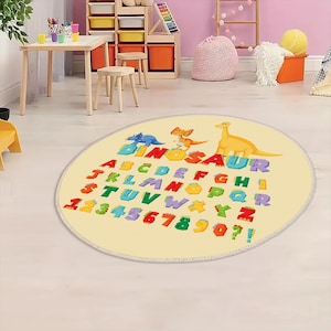 Tapete de letras, tapete infantil com números, tapete educacional de dinossauro, tapetes para quarto de crianças, tapete para quarto de crianças ABC, tapete de jogo do alfabeto, tapete de berçário do alfabeto