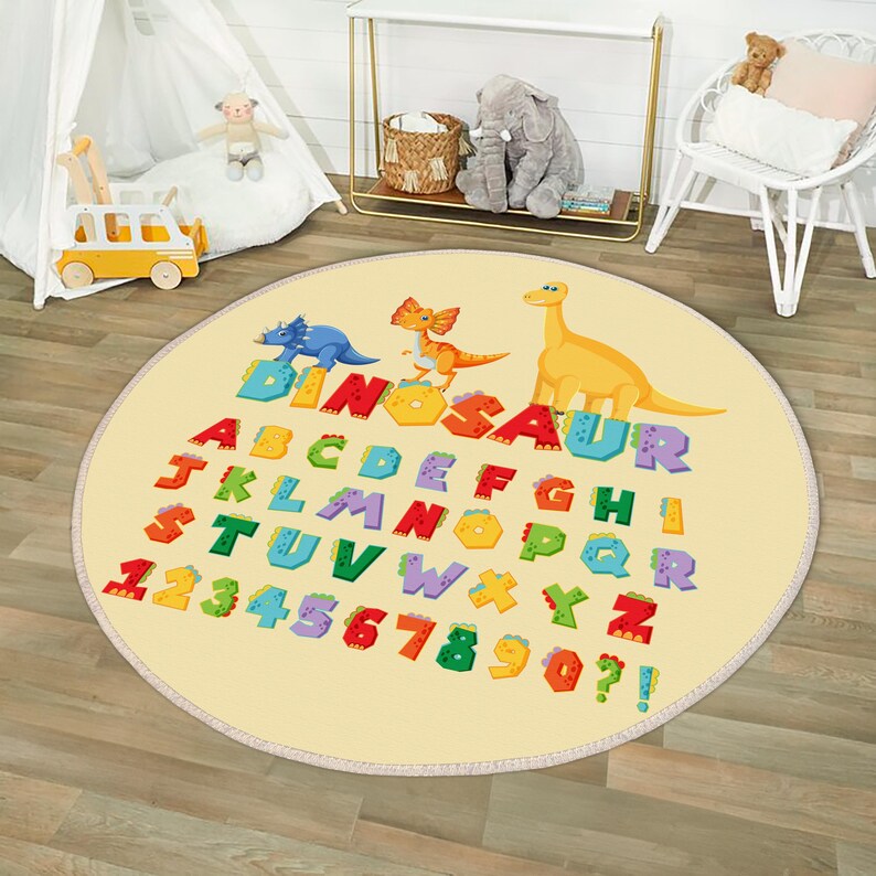 Letter Carpet, Number Kids Rug, Dinosaur Figure Educational Rug, Kids ...
