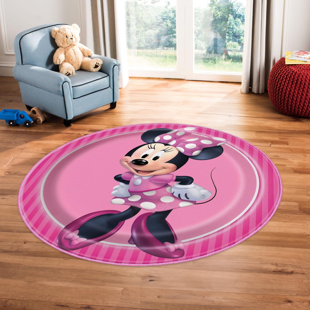 Mouse Pelt Rug Minnie Mouse Rug,round Rug, Kids Room Rug, Baby Room Decor, Popular Rug ...