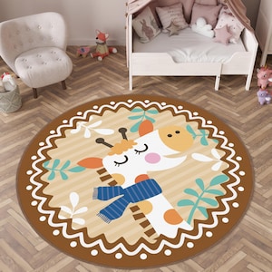 Giraffe Rug for Children&#39;s Room, Giraffe Kid&#39;s Room Rectangular Rug,Cute Giraffe Kids Rug, Machine Washable, Animal floor carpets, Kids Gift
