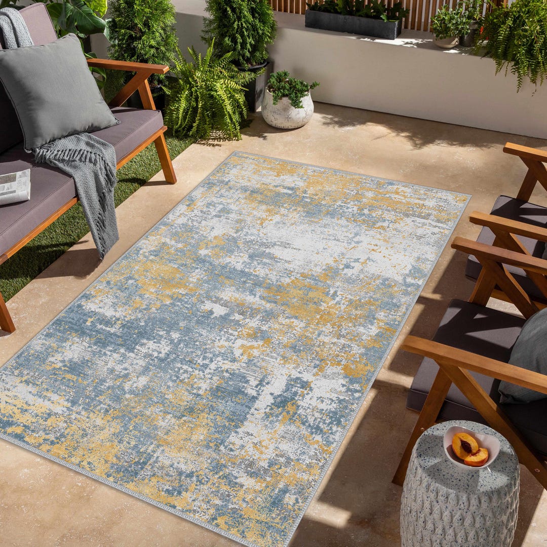 Blue Living Room Rug, Blue Dining Room Carpet, Powder Gray Rugs, Light ...