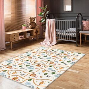 City Pattern Rug,Ultra Soft Kids Play Rug,Rug For Kids Room, Home Pattern Rug, Nursery Rug,Home Kids Decor, Gray Kids Rug,Road Carpet, Gift