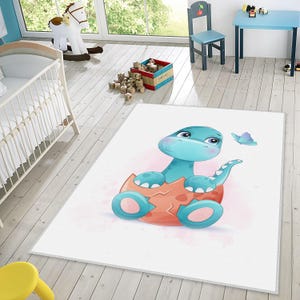 Baby Dinosaur,Kids Non-Slip Rectangular Rug,Dinosaur Themed WashableKidsRoom Rug,Best Jurassic Kids Rug,Volcano DinosaursChildren's Rug