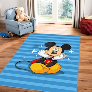 Blue Mickey Mouse,Kids Play Mat and Carpet,Mickey Mouse Rug,Cartoon Theme Rug,Cute Mickey Mouse Rug,Ultra Soft Nursery Rug, Kids Room Rug