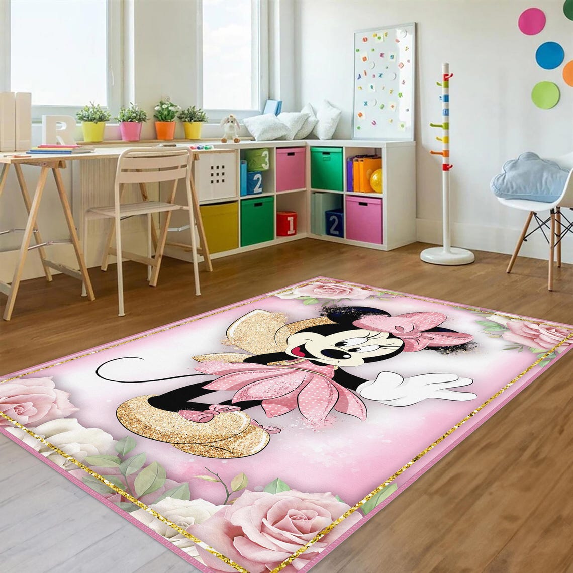 Minnie Mouse Rug,cute Mickey Mouse Rug,baby Girl Playroom Mat,washable ...