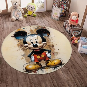 Mickey Mouse Rug,Round Rug, Kids Room Rug, Baby Room Decor, Popular Rug, Nursery Rug, Gift For Kids, Non-slip Rug,Cute Mickey Mouse Rug,Gift