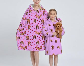 Sudadera con capucha y cara de perro, sudadera extragrande con color personalizado, sudadera con capucha con cara de mascota personalizada, cara de mascota linda