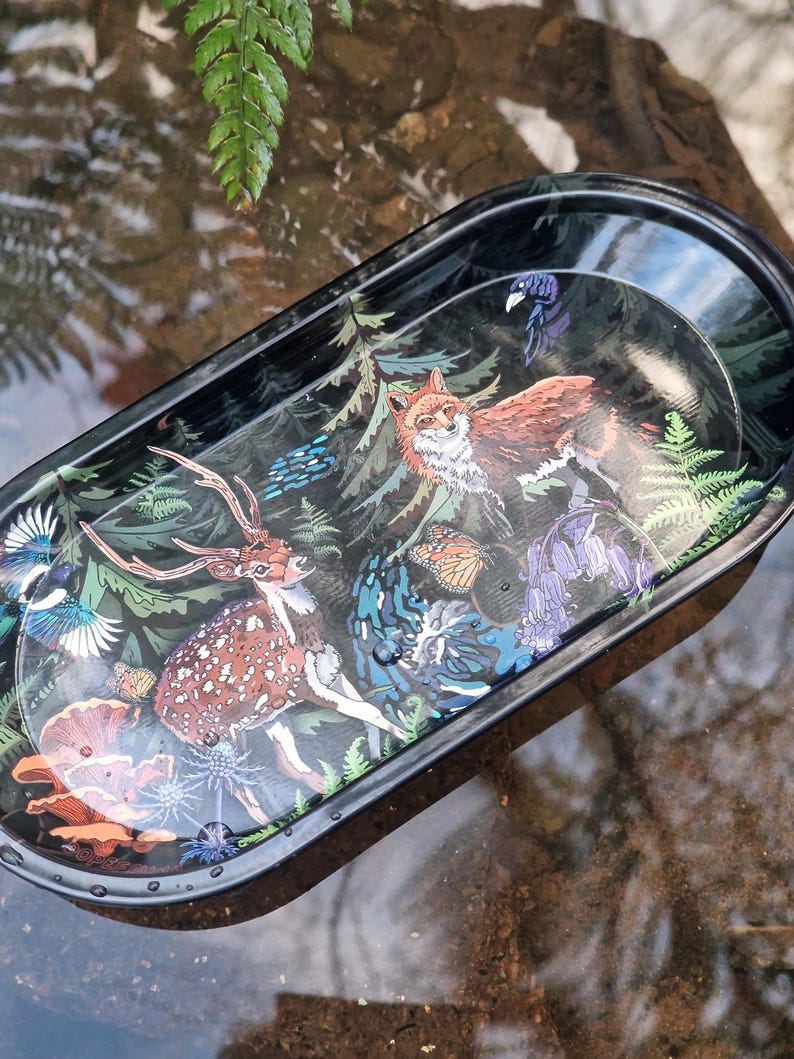 Woodland Wildlife Animals & Nature 5-Piece Collection: Herbal Grinder, Ashtray, Stash Jar, Pipe, Rolling tray gift image 10