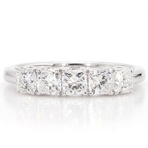 Five Stone Cushion Cut Natural Diamond (1cttw) Anniversary Band in 18KT Gold