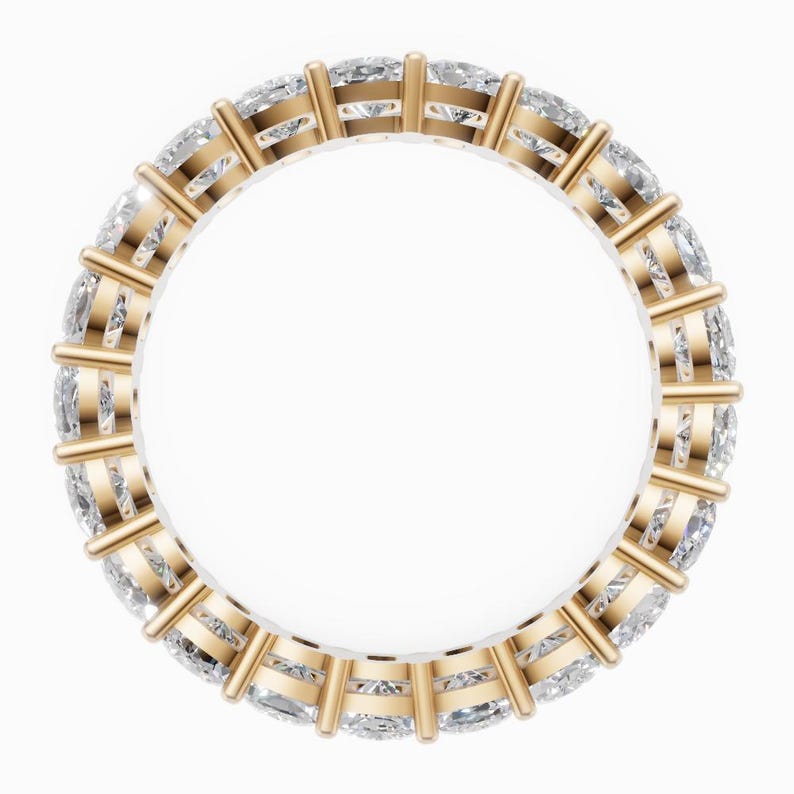 Cushion Cut Lab Grown Diamond Eternity Band 14KT Gold — Shared Prong - Etsy