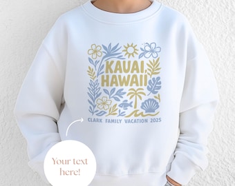 Felpa personalizzata per bambini • Felpe per vacanze in famiglia alle Hawaii • Regalo personalizzato per gite in spiaggia per bambini • Felpa girocollo coordinata per la famiglia
