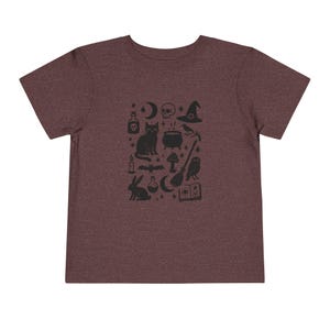 Witchy Halloween Toddler T-Shirt • Gothic Black Cat Kids Tee • Spooky Witch Cottagecore Shirt • Occult Skull Moon Graphic Tee for Children image 10
