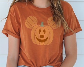 T-shirt magische muispompoen • Halloween-T-shirt met lantaarnpaal • Shirt met herfstpompoenpatch voor betoverende vakantietrips