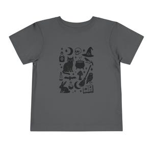Witchy Halloween Toddler T-Shirt • Gothic Black Cat Kids Tee • Spooky Witch Cottagecore Shirt • Occult Skull Moon Graphic Tee for Children image 9