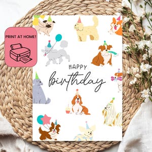 Carte d'anniversaire imprimable sur le thème chien amusant - téléchargement immédiat