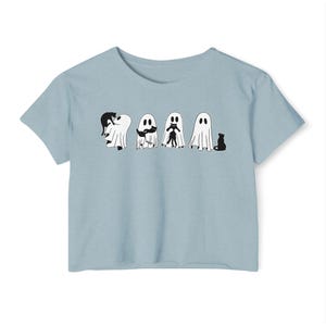 Ghost Cat Crop Tank Top: Spooky Halloween Festival Wear
