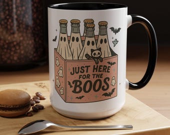 Just Here for the Boos Mug, Funny Halloween Coffee Mug, Ghost Beer Mug, Spooky Season Cup, Halloween Gift, Fall Mug, Boo Basket Gift